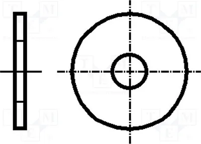 Immagine prodotto di 100 rondelle piatte, diametro D=12mm, conformi alla norma DIN: 9021, codice prodotto 3670379. Rondelle in acciaio inossidabile A2, altezza h=1mm, per viti M4