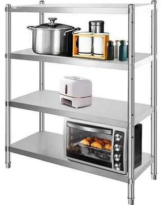 Image de Étagère en acier inoxydable - Étagère pour charges lourdes de la gastronomie - Étagère de stockage - 150kg - Étagère de cuisine et de stockage - 155x120x48cm - Étagère sur pied