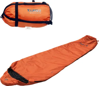 Produktbild von TAMBU Outdoor Camping Mumienschlafsack nachhaltiger Sommerschlafsack 225 x 80 aus recyceltem Material leicht & platzsparend