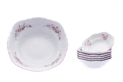 Image de Thun 1794 Bernadotte, set de compote, rose, rayure rose, Thun, 7 pcs