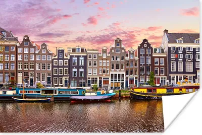 Produktbild von MuchoWow® Poster Amsterdam - Häuser - Grachten 60x40 cm - Schlafzimmerdekoration