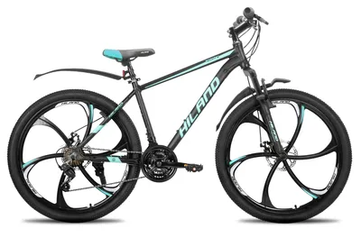 Immagine prodotto di Mountain bike - Modello unisex - Ruote da 66 cm - 18 velocità - Telaio in alluminio - Freni a disco meccanici - Cerchi a 6 raggi - Colore: blu