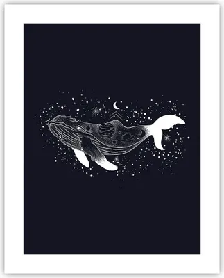 Produktbild von Poster - Poster ohne Rahmen - Wal Schwarzweiß Grafik - 40x50 cm - Wand Bild - Wanddeko - Wandbilder - Kunstposter - Wandposter - Bilder - Kunstdruck - Wanddekoration - Wandbild - P2XPA40x50-4870