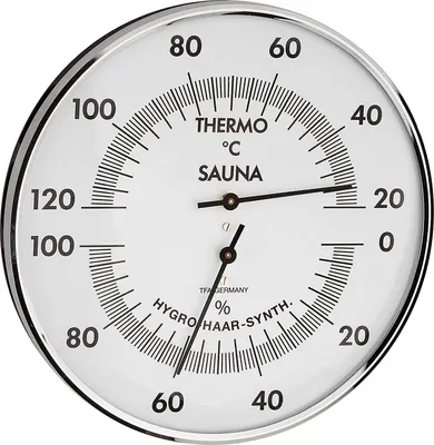 Produktbild von TFA Dostmann Analoges Sauna-Thermo-Hygrometer, 40.1032, Messung der Temperatur/Luftfeuchtigkeit, präzises Haar-Synthetik-Werk