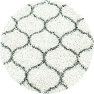 Image de Teppium Tapis Shaggy Rond 160 cm Crème Moderne Scandinave Motif Géométrique Poils Longs Doux Moelleux Facile d’Entretien pour Salon Chambre Salle à Manger