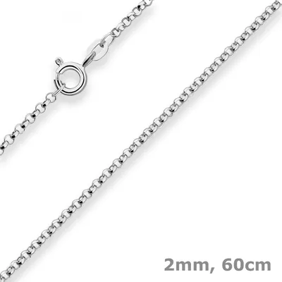 Produktbild von 2mm Erbskette Silberkette Collier Halskette aus 925 Silber rhodiniert 60cm