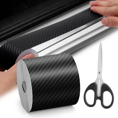 Produktbild von 3D Carbon Folie selbstklebend 5cm x 10m Matt Schwarz Schutzfolie mit Schere