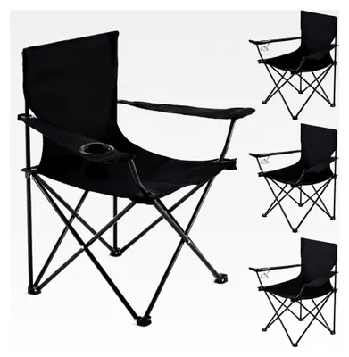 Produktbild von 4er-Set Faltstuhl, Campingstuhl, Anglerstuhl mit Getränkehalter, faltbar, mit Tragetasche, belastbar bis 120 kg