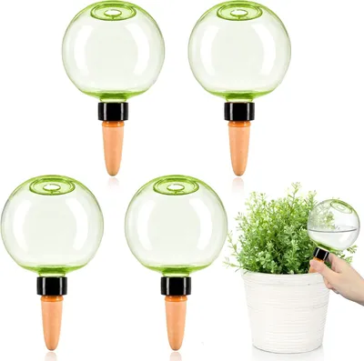 Image de Boules d'arrosage de 500 ml, lot de 4, couleur verte, pour plantes d'intérieur