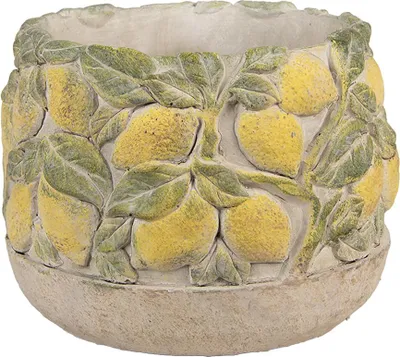 Produktbild von Clayre & Eef Blumentopf Ø 19x15 cm Beige Stein Zitronen