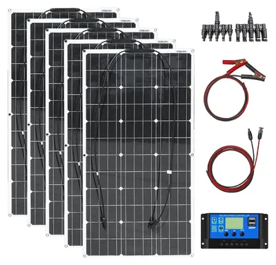 Obrázok produktu pre Flexibilný solárny panelový systém 500 W, 12 V, pozostávajúci z monokryštalických panelov, určený pre karavany a lode