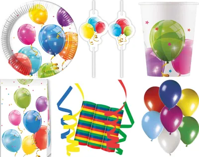 Produktbild von 136-tlg. Set Kindergeburtstag Party Feier Fete Deko Motto Luftballon glänzend