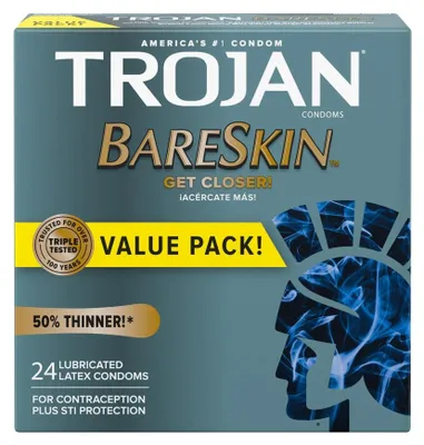 Produktbild von Set 24x Kondome, Trojan, Bareskin, Latex, ultradünn, geölt, Durchmesser 56mm