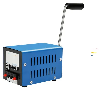 Image de Générateur, manivelle, alimentation électrique portable, bleu