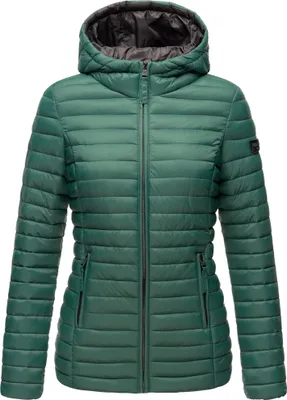 Produktbild von Marikoo Asraa Leichte Damen Herbst Steppjacke mit Kapuze Übergangsjacke Winterjacke Dark Green Gr. 34 - XS
