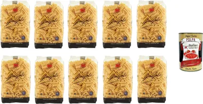 Produktbild von 10x Riccioli No. 41 Neapolitanische Hartweizengrieß Packung mit 500g Pasta IGP + Italian Gourmet polpa 400g