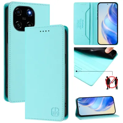 Image de Étui en cuir pour Blackview Color 6, étui à rabat avec fentes pour cartes, portefeuille et support Turquoise