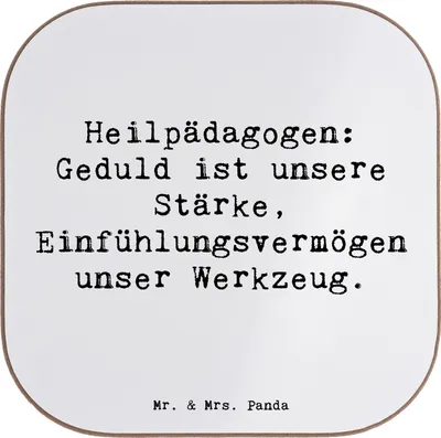 Produktbild von Mr. & Mrs. Panda Tischuntersetzer Spruch Heilpädagogin Geduld - Weiß - Geschenk, kreative Geschenke, Untersetzer Glas, Beruf, Flaschenuntersetzer, gläseruntersetzer
