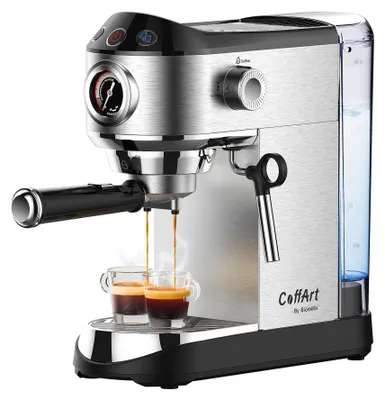 Image de Machine à expresso - Semi-automatique, 20 bars - Mousseur à lait à buse de vapeur - Pour 10 à 12 tasses - Boîtier en acier inoxydable - Pour café moulu