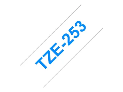 Produktbild von Brother Schriftbandkassette TZE-253 weiß/blau 24 mm