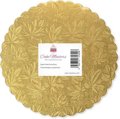 Produktbild von Famanu Tortenunterlage Set 3 Stück - 28 cm, Gold mit Reliefdekoration