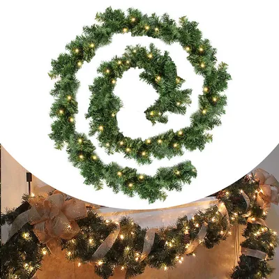 Immagine prodotto di TolleTour ghirlanda natalizia ghirlanda di abete ghirlanda per interni ed esterni decorazione natalizia ghirlanda artificiale 5m 100 LED