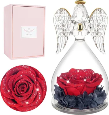 Obrázek produktu pro Miofula Angel Figurka Dárky Věčná růže pro ženy Vánoce Valentýn