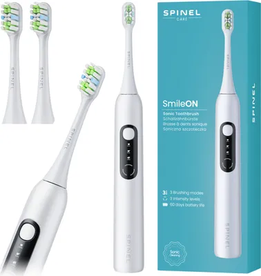 Obrázok produktu pre Sonická zubná kefka Spinel Care SmileON White s 2 pripojiteľnými kefkami biela