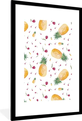 Produktbild von MuchoWow® Gerahmtes Poster Obst - Design - Aquarell 60x90 cm - Poster mit Schwarzem Bilderrahmen Wandposter Rahmen Foto Bilder - Dekoration - Wandposter Wohnzimmer - Hochwertig