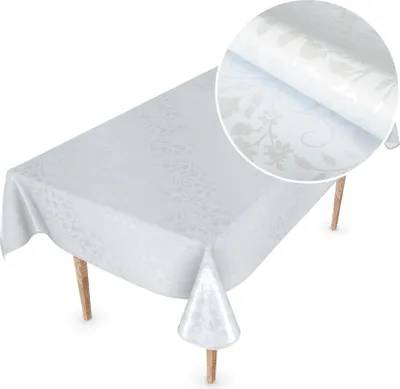 Produktbild von Tischdecke Wachstuch MIMOSA Blumen Weiß Robust Wasserabweisend Breite 140 cm Länge 220 cm