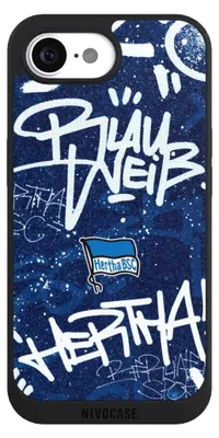 Produktbild von NIVOCASE Handyhülle für Apple iPhone 16e Hülle NIVOpure Case Schwarz Graffiti Hertha BSC Offizielles Lizenzprodukt