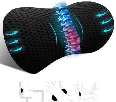 Produktbild von Orthopädisches Lendenkissen aus Memory Foam, Rückenkissen, Lendenwirbelkissen, Ergonomisches Design, mit Befestigungsgurt, für Bett, Auto, Bürostuhl