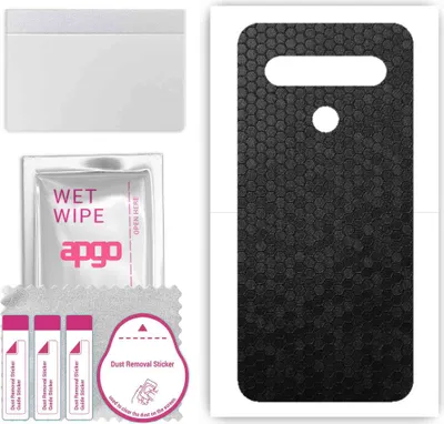 Produktbild von apgo Rückseite Schutzfolie, Skin, kompatibel mit LG K61, Hinten Displayschutzfolie aus Vinylfolie, kratzfest, einfache Montage - Schwarze Honigwabe