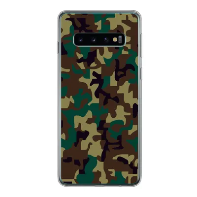 Produktbild von MuchoWow® Handyhülle Schutzhülle Hülle für Samsung Galaxy S10 Camouflage-Muster mit dunklen Farben Silikon Softcase Handy Hülle - Handytasche