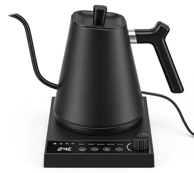 Schwanenhals-Wasserkocher 0,8 L, 1200 W, Edelstahl, schwarz
