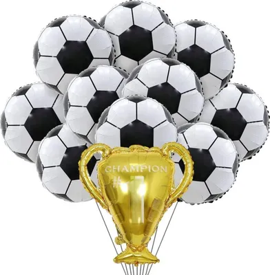 Obrázek produktu pro Fotbalový balónek s trofejí + sada 10 fotbalových balónků