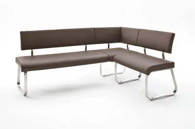 Produktbild von Arco, Eckbank, 200x150cm, Edelstahlgestell, Polyurethanbraun, beidseitig stellbar