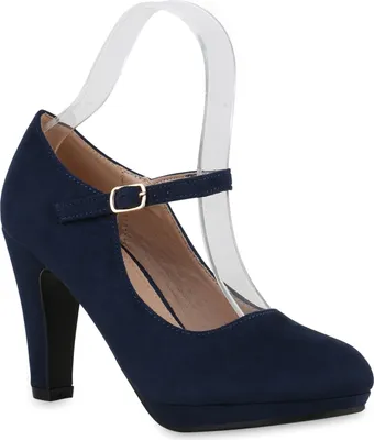 Produktbild von VAN HILL Damen Mary Janes Pumps Trichterabsatz Klassische Schuhe 840679, Farbe: Dunkelblau, Größe: 40