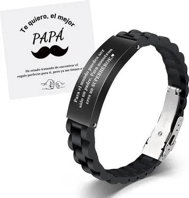 Produktbild von Herrenarmband Leder Edelstahl Gravur Papa Geschenk Armband Te quiero PAPA