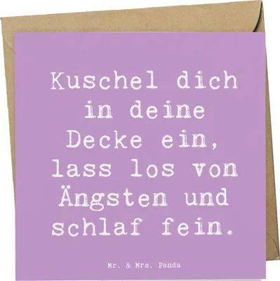 Produktbild von Mr. & Mrs. Panda Grußkarte Spruch Alleine schlafen lernen - Lavendeltraum - Geschenk, friedlich einschlummern, Klappkarte, Schutz, Glückwunschkarte, Zuversicht, Kinder