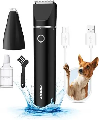 Produktbild von Casfuy drahtlose Pfoten Trimmer Hunde - Ruhige Hund Clipper Doppelblätter, USB wiederaufladbare Rasierer Katzen Haarentfernung auf Pfoten, Augen, Ohre