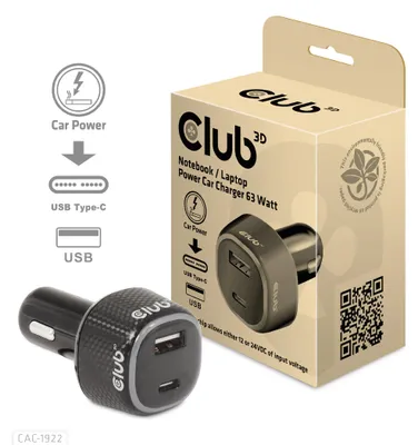 Zdjęcie produktu dla CLUB3D CAC-1922, Automatyczna, Zapalniczka, 24 V, Czarny