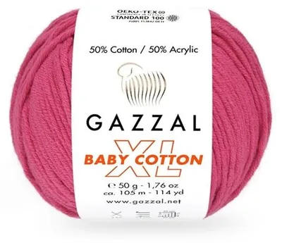 Produktbild von Gazzal Baby Baumwolle XL 3415 Wolle Strickwolle Häkelwolle 50 g 105 m Pfingstrosenrosa