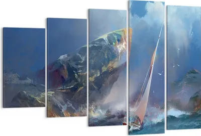 Produktbild von Bild auf Leinwand - Leinwandbild - Meer Segelboot - 150x100cm - Wand Bild - Wanddeko - Wandbilder - Leinwanddruck - Bilder - Kunstdruck - Wanddekoration - Leinwand bilder - Wandkunst - EG150x100-3923