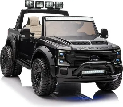 Obrázok produktu pre Detské elektrické autíčko "Ford Super Duty" - licencované - 12V10AH batéria a 4 motory - 2,4Ghz + MP3 + koža + EVA - čierne