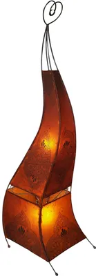 Zdjęcie produktu dla Lampa podłogowa z motywem henny, obita skórą / Lampa stojąca - etania, 118 cm, pomarańczowa, skóra, żelazo, lampy podłogowe