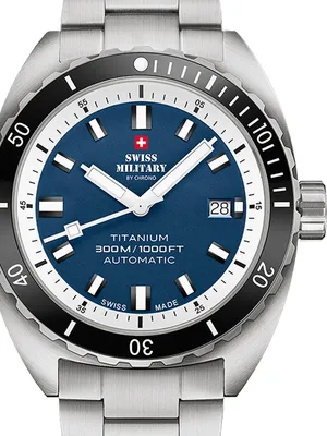 Obrázok produktu pre Švajčiarske vojenské hodinky SMA34100.03 Diver Titanium Automatic Pánske hodinky 42 mm 30ATM