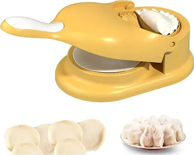 Produktbild von 2 In 1 Manuelle Dumpling Presse, Ravioli Former, Dumpling Maker, Teigtaschenformer, Knödelmacher, Knödelform, gelb
