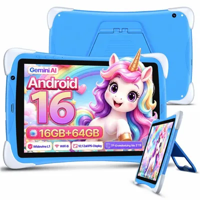 Produktbild von Kinder Tablet 10 Zoll Android 16 Tablet für Kinder 16GB+64GB Blau