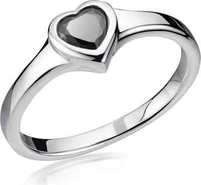 Produktbild von MATERIA Damen Ring Herz Silber 925 schwarz - Silberring Cocktailring Verlobung Liebe rhodiniert 16 - 20mm mit Ringetui